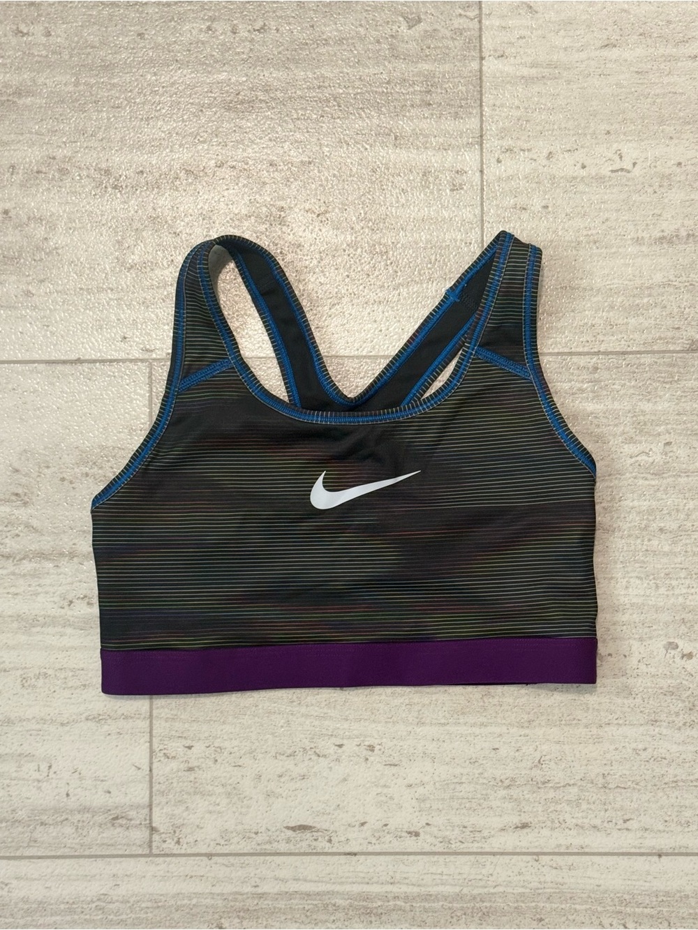 Nike Dri Fit Medium Support Sports Bra Black Purple Blue Racerback Women Medium